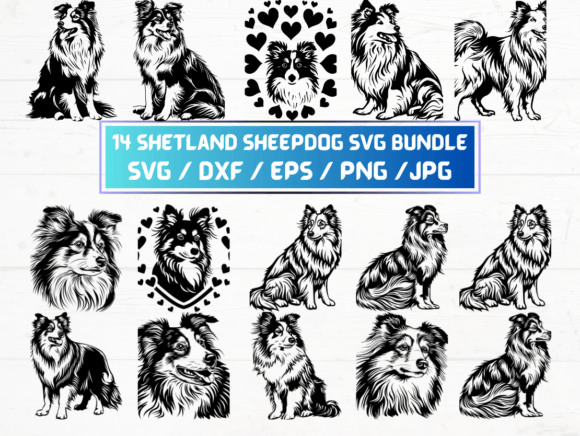 14 Shetland Sheepdog Svg Bundle for Graphics and Crafts