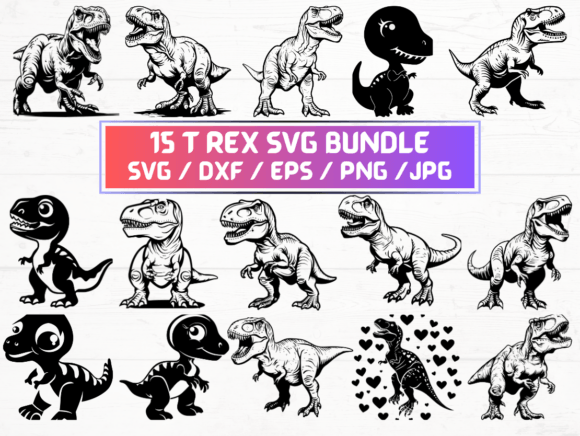 15 T Rex Graphics for Crafts
