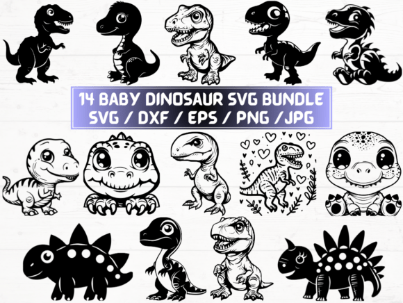 Baby Dinosaur SVG Bundle: Graphics for Playful Local Business Branding