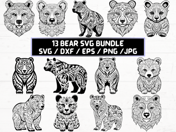 Bear SVG Bundle Graphics for Crafts