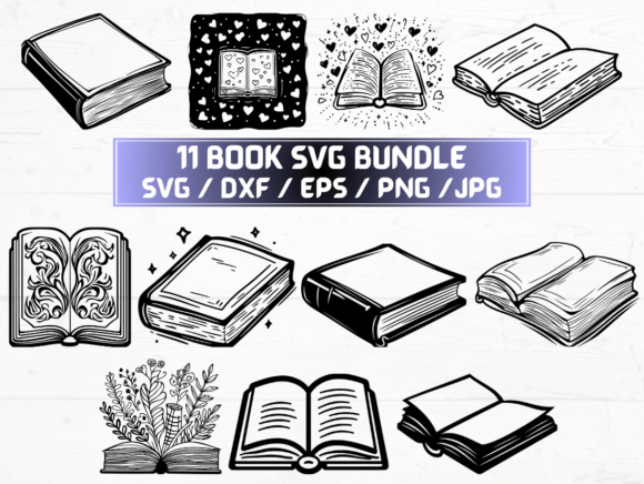 Book SVG, DXF, EPS, JPG, PNG