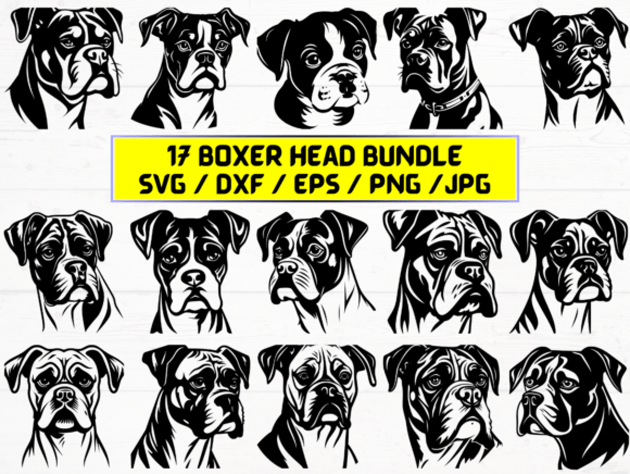 Boxer Head SVG. DXF. EPS. JPG. PNG
