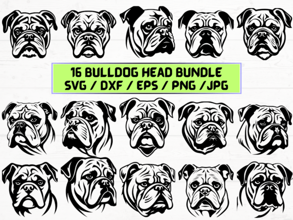 Bulldog Head Graphics for Crafts & Marketing