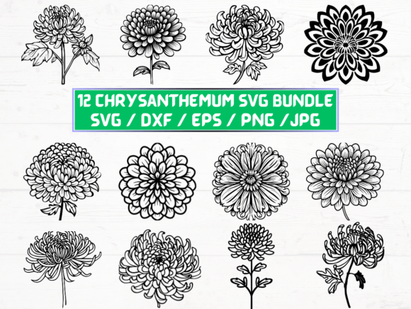 Chrysanthemum Flower Laser Cut Graphics for Crafts