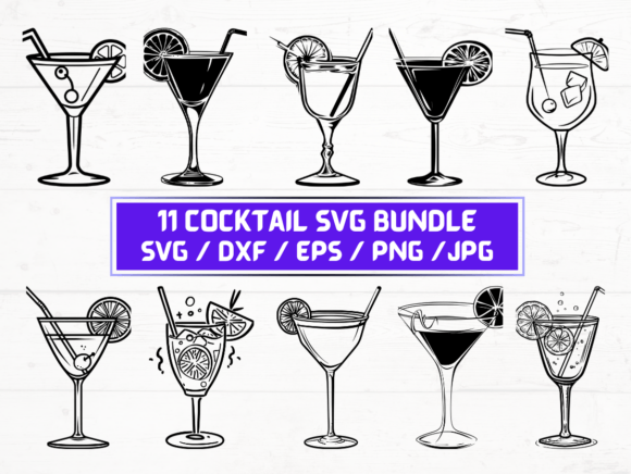 Cocktail SVG Bundle Graphics for Crafts