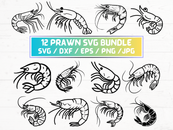 Prawn Laser Engraving Cut Files Graphics for Crafts