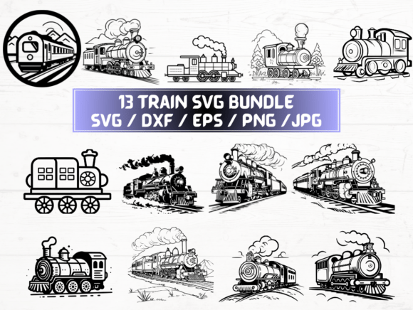 Train SVG Bundle Graphics for Crafts