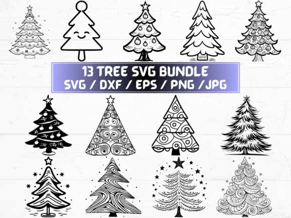 Tree SVG, DXF, EPS, JPG, PNG: Graphics for Crafts & Content