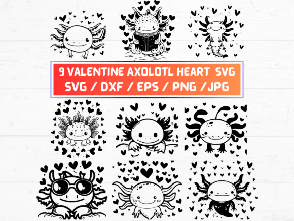 Valentine Axolotl Heart SVG: A Graphic Asset for Creative Publishers