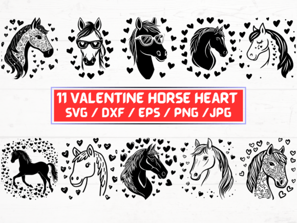 Valentine Horse Heart SVG Laser Cut